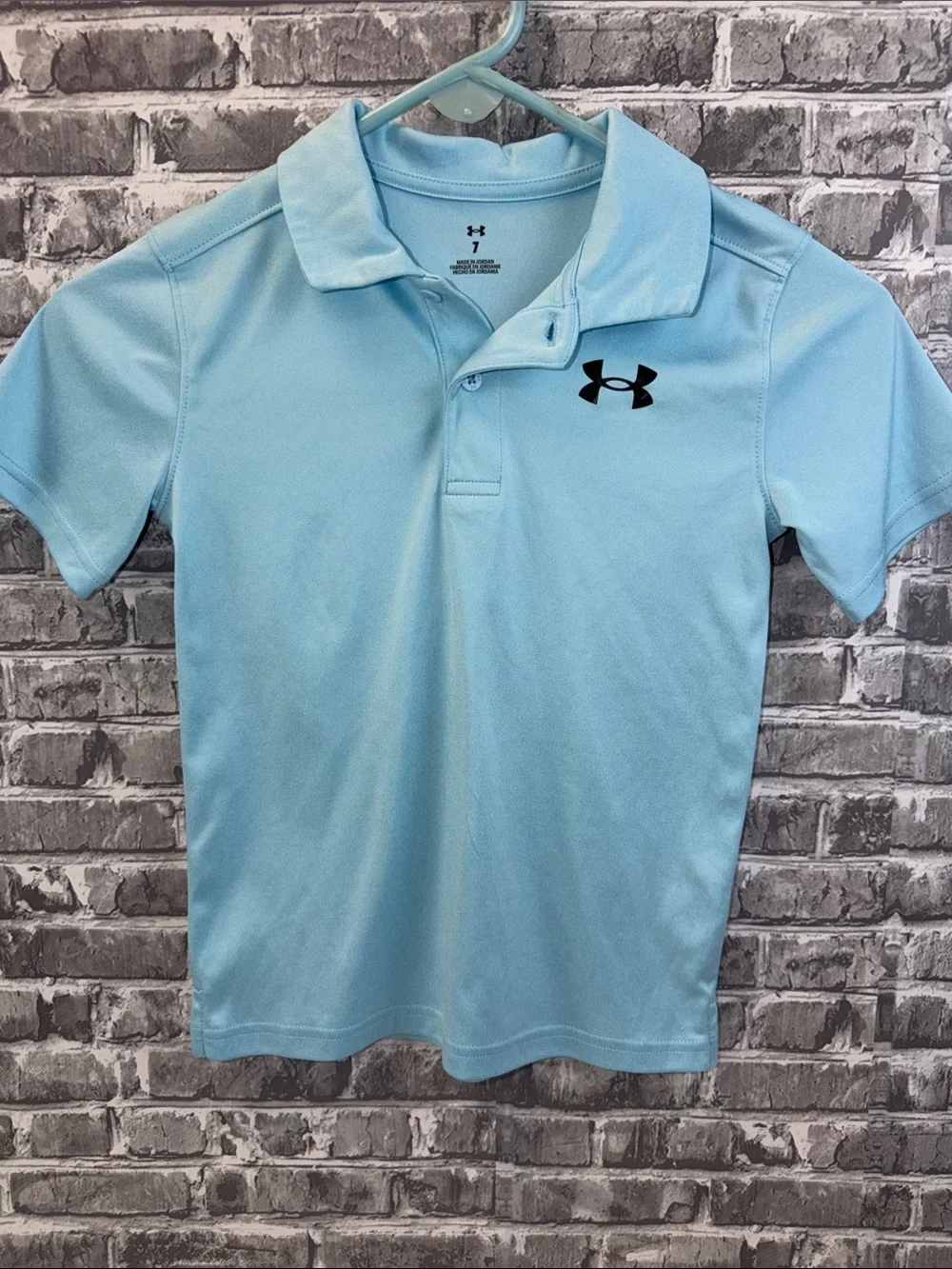 Under Armour Light Blue Boys' Polo with Black Logo